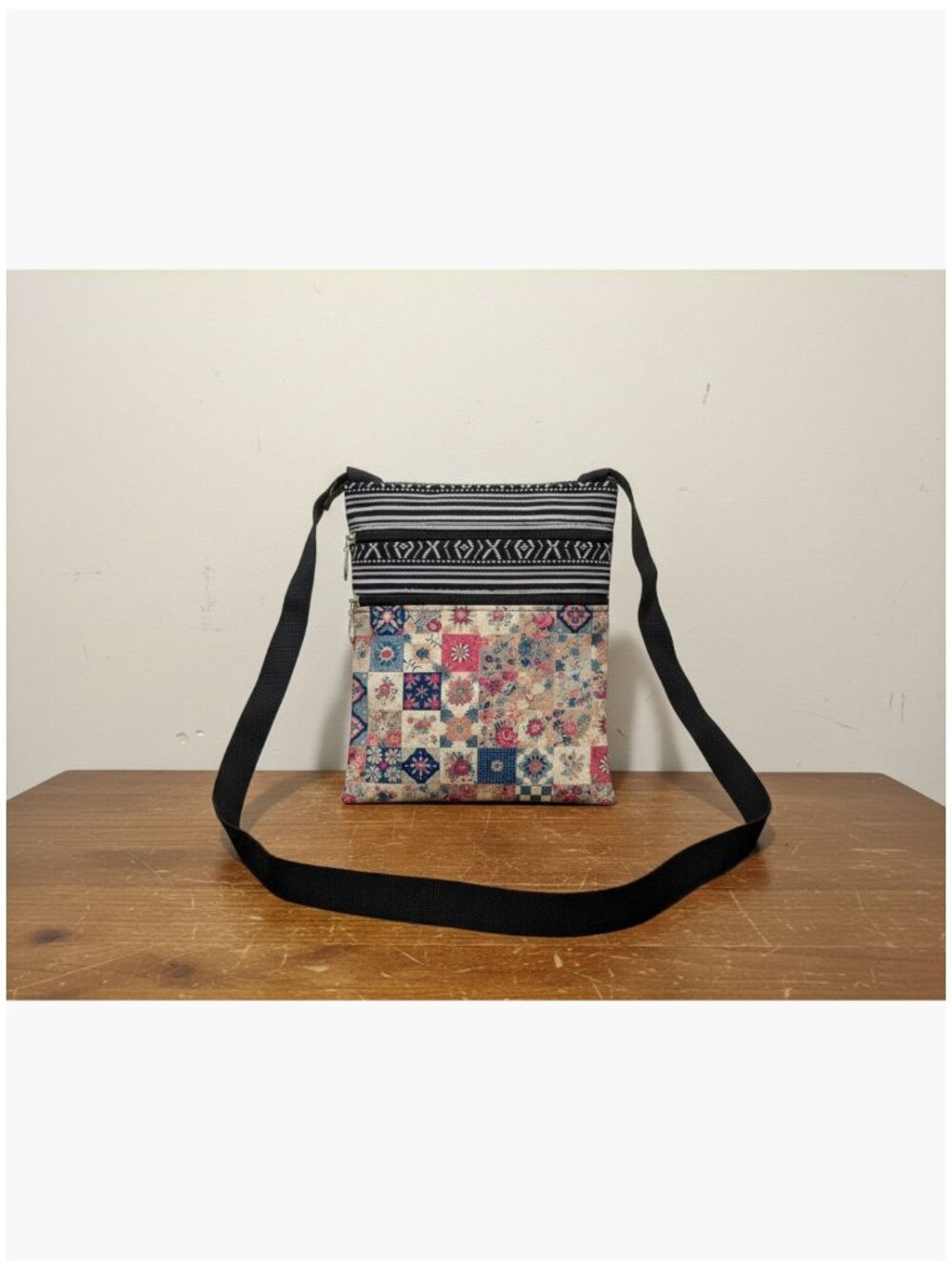 Polyester Crossbody Bag with Adjustable Strap and Zipper Pockets